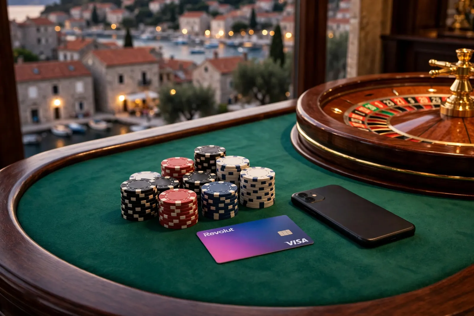Stol za rulet s žetonima i Revolut karticom u hrvatskom casinu